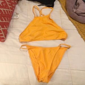 Yellow halter swimsuit